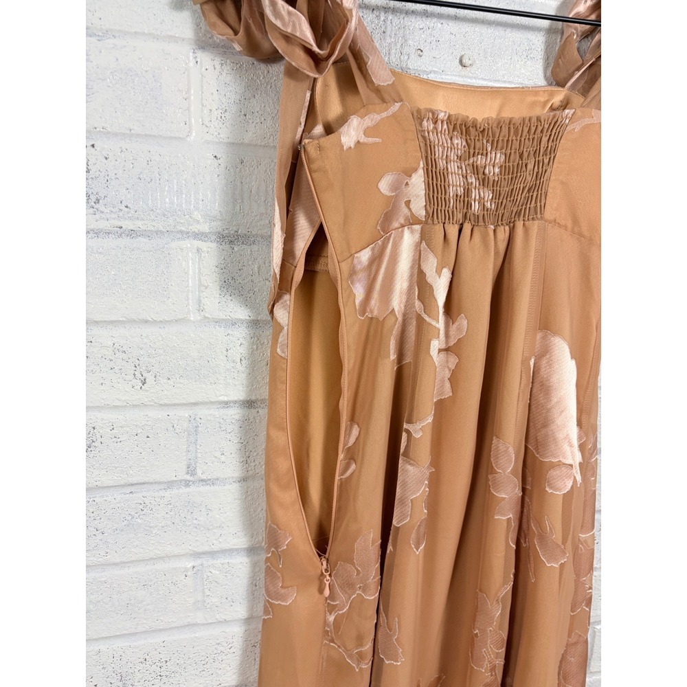 Show Me Your Mumu Edith Maxi Dress Womens S Nude Floral Burnout Tie Strap Formal - Picture 9 of 13